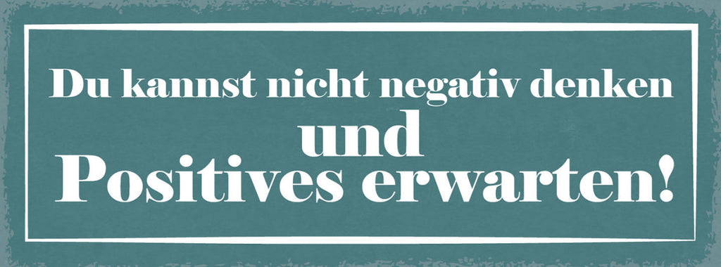 Schild Du Kannst Nicht Negativ Denken & Positives Erwarten 27x10 Blech od.Holz