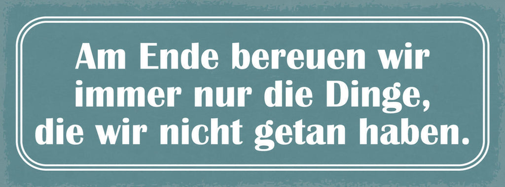Schild Am Ende Bereuen Wir Immer Nur Die Dinge Die Wir Nicht Getan Haben 27x10