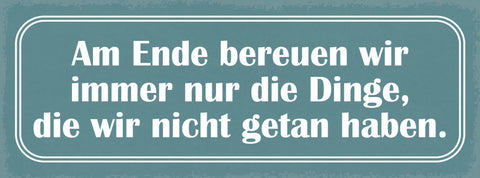 Schild Am Ende Bereuen Wir Immer Nur Die Dinge Die Wir Nicht Getan Haben 27x10