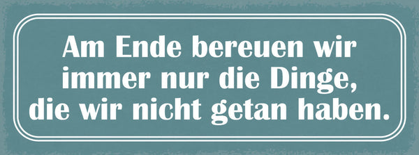 Schild Am Ende Bereuen Wir Immer Nur Die Dinge Die Wir Nicht Getan Haben 27x10