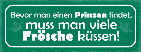 Schild Bevor Man Einen Prinzen Findet Muss Man Viele Frösche Küssen Liebe 27x10