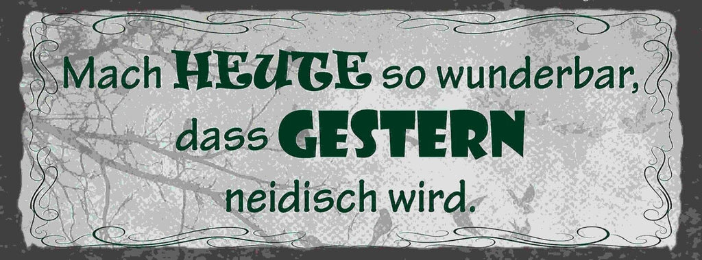 Schild Mach Heute So Wunderbar Dass Gestern Neidisch Wird 27x10 Blech od.Holz
