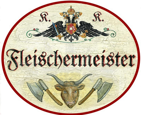 KuK Nostalgie Holzschild Fleischermeister