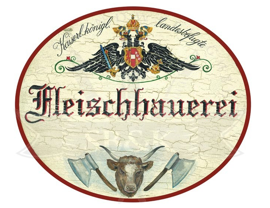 KuK Nostalgie Holzschild Fleischhauerei