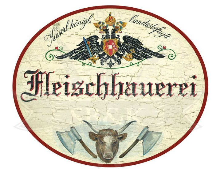 KuK Nostalgie Holzschild Fleischhauerei