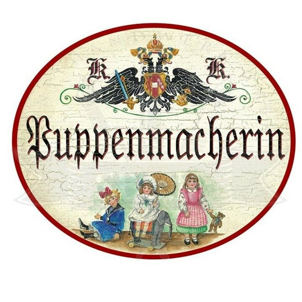 KuK Nostalgie Holzschild "Puppenmacherin"