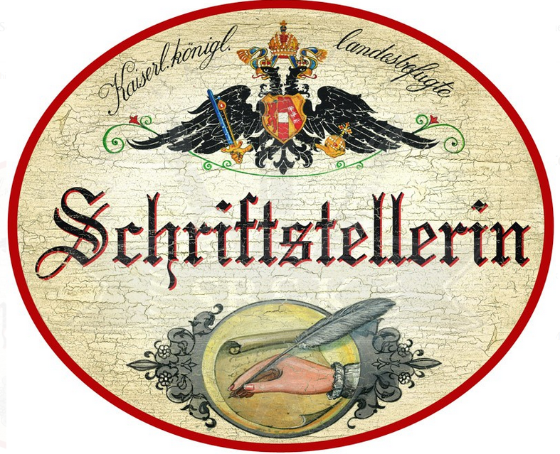 KuK Nostalgie Holzschild Schrifstellerin