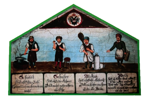 Nostalgie Holzschild Mittelalter Schmied Schuster Bäcker Wirth Schild