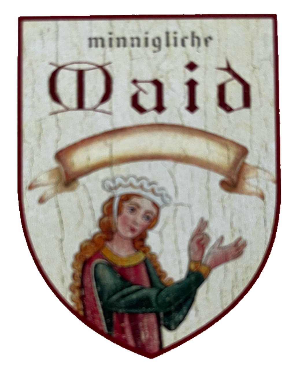 Nostalgie Holzschild Mittelalter Minnigliche Maid Schild