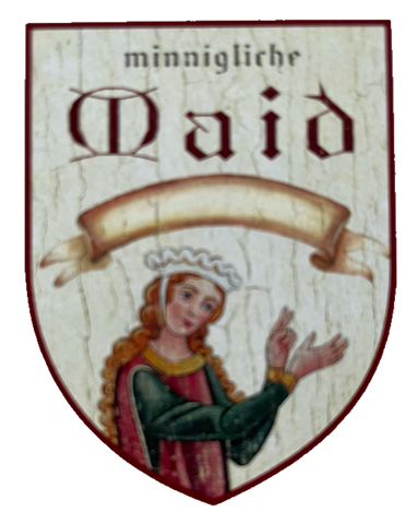 Nostalgie Holzschild Mittelalter Minnigliche Maid Schild