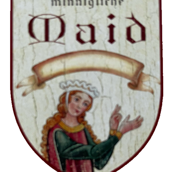 Nostalgie Holzschild Mittelalter Minnigliche Maid Schild