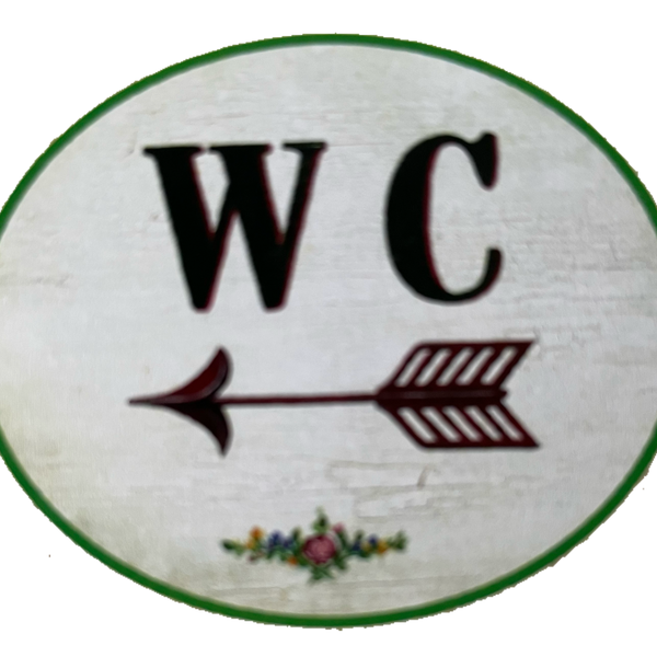 Nostalgie Holzschild WC Links Pfeil Toilette Klo Schild