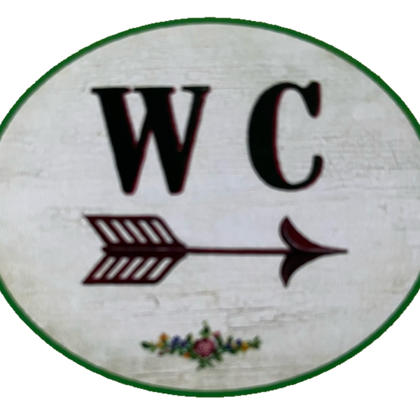 Nostalgie Holzschild WC Rechts Pfeil Toilette Klo Schild
