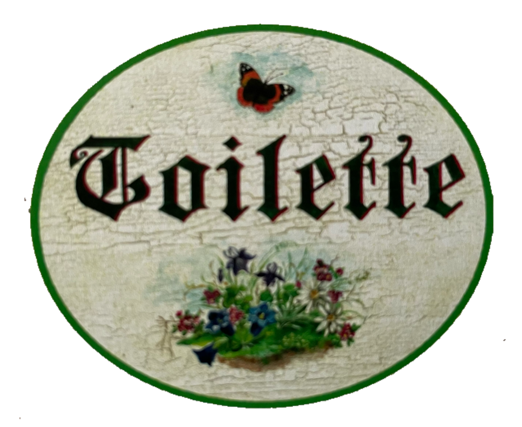 Nostalgie Holzschild Toilette Schnetterling WC Klo Schild