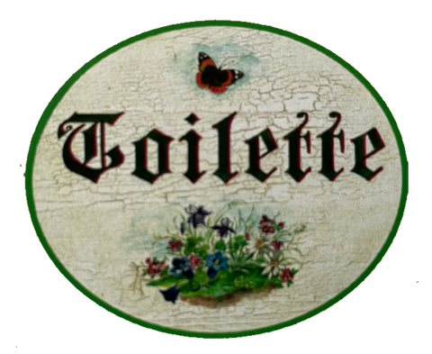 Nostalgie Holzschild Toilette Schnetterling WC Klo Schild
