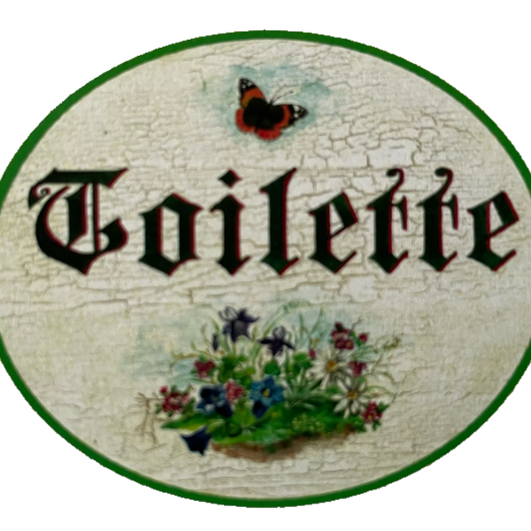Nostalgie Holzschild Toilette Schnetterling WC Klo Schild