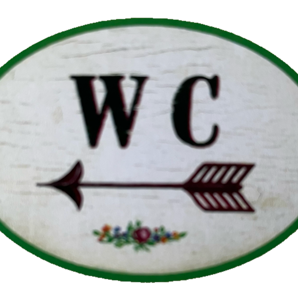 Nostalgie Holzschild WC Links Pfeil Toilette Klo Schild