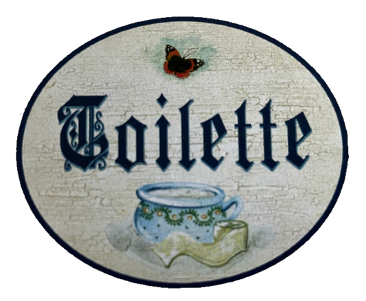 Nostalgie Holzschild Toilette Nachttopf Klopapier Schmetterling WC Klo Schild