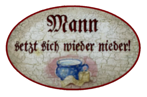 Nostalgie Holzschild Mann Setzt Sich Wieder Nieder WC Toilette Klo Schild