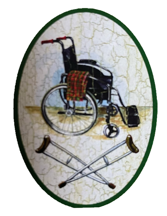 Nostalgie Holzschild Rollstuhl Krücken Behinderung Körperlich Eingeschränkt