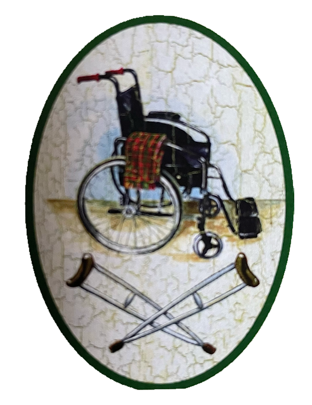 Nostalgie Holzschild Rollstuhl Krücken Behinderung Körperlich Eingeschränkt