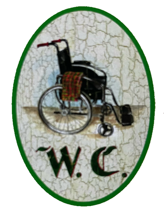 Nostalgie Holzschild WC Toilette Rollstuhl Behinderung Körperlich Eingeschränkt