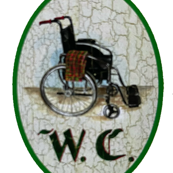 Nostalgie Holzschild WC Toilette Rollstuhl Behinderung Körperlich Eingeschränkt