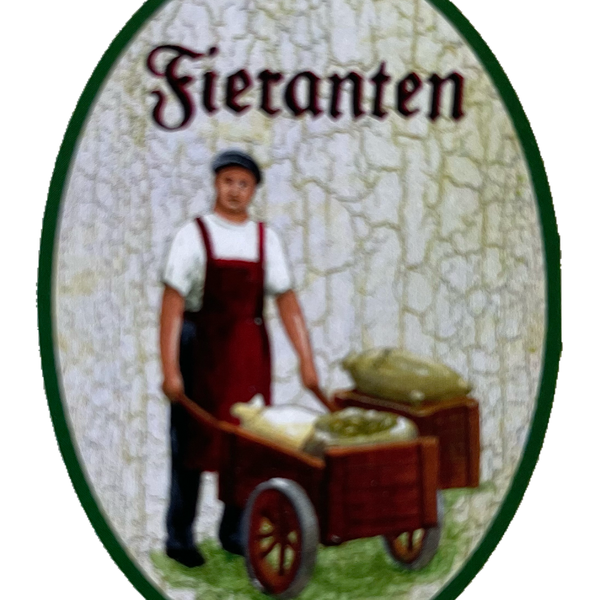 Nostalgie Holzschild Fieranten Händler Kaufmann Markthändler Verkäufer Schild