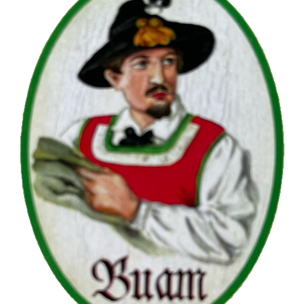 Nostalgie Holzschild Zillertal Buam WC Toilette Klo Buben Herren Schild