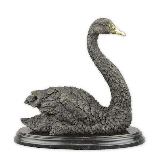 Bronze Skulptur auf Marmor Block Schwan H 31 L 16,3 NLBR-87 7