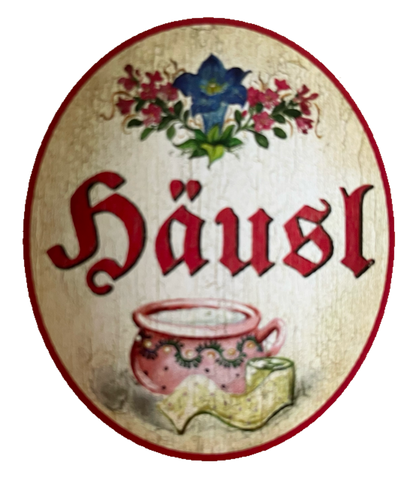 Nostalgie Holzschild Häusl Nachttopf Klopapier Toilette WC Klo Schild