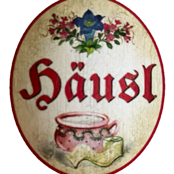 Nostalgie Holzschild Häusl Nachttopf Klopapier Toilette WC Klo Schild