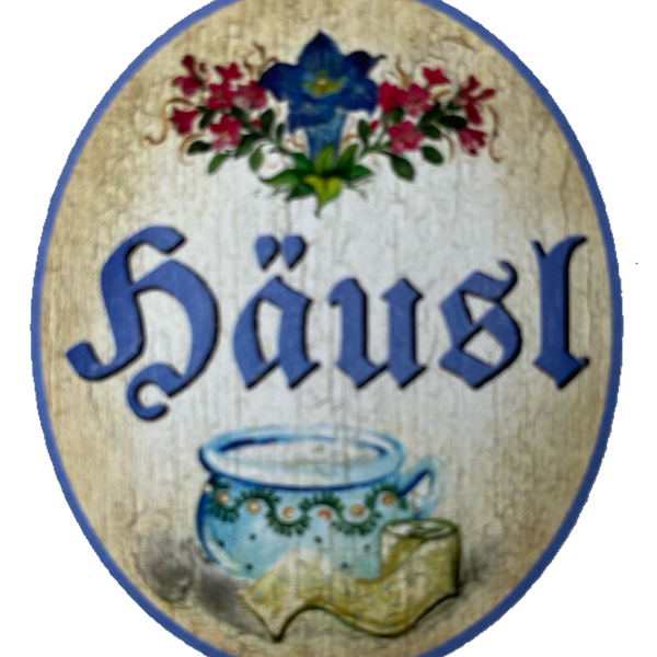 Nostalgie Holzschild Häusl WC Toilette Klo Nachttopf Klopapier Schild