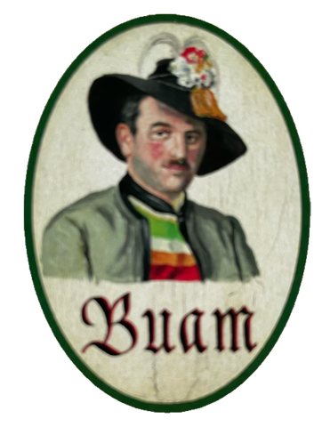 Nostalgie Holzschild Zillertal Buam WC Toilette Klo Buben Herren Schild