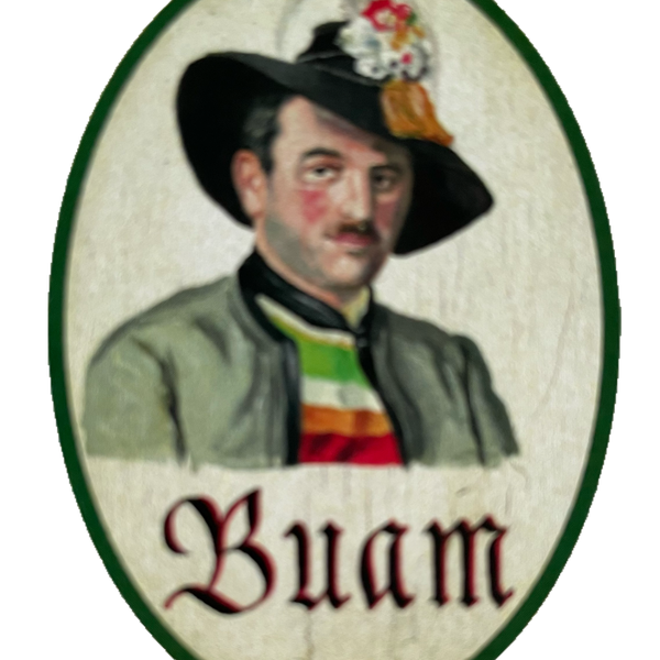 Nostalgie Holzschild Zillertal Buam WC Toilette Klo Buben Herren Schild