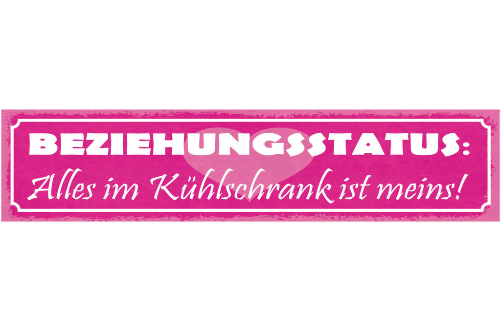 Schild Beziehungsstatus Alles Im Kühlschrank Ist Meins Liebe 46x10 Blech od.Holz