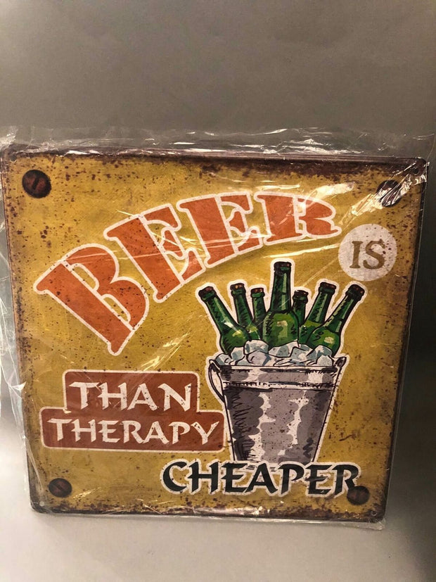 Nostalgie Retro Blech Schild Beer Bier is cheaper than therapy 30 x 30 42011
