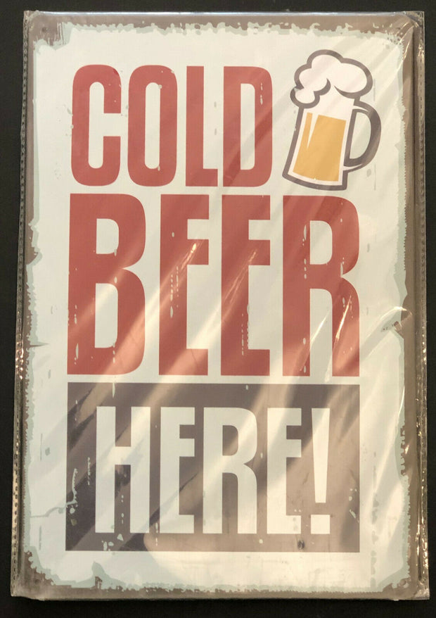 Retro Nostalgie Schild Cold Beer Here Bier 30 x 20 30220