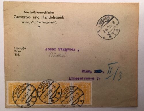 Brief Gewerbe und Handelsbank 1923 Wien  cm 16x13 A14511