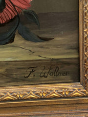 Blumen Stilleben sign. F. Wallner Öl auf Platte gerahmt 65 x 55 cm 42024