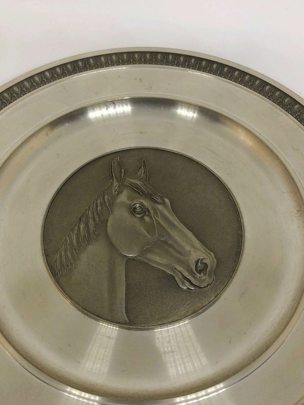 Zinnteller Pferdekopf Pferde Etain Röders Zinn ca. 22 cm ca. 500g 50006