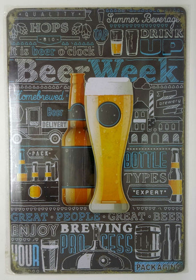 Retro Blechschild Bier beer "beer week, homebrewed, brewery" Maße 30x20 50053