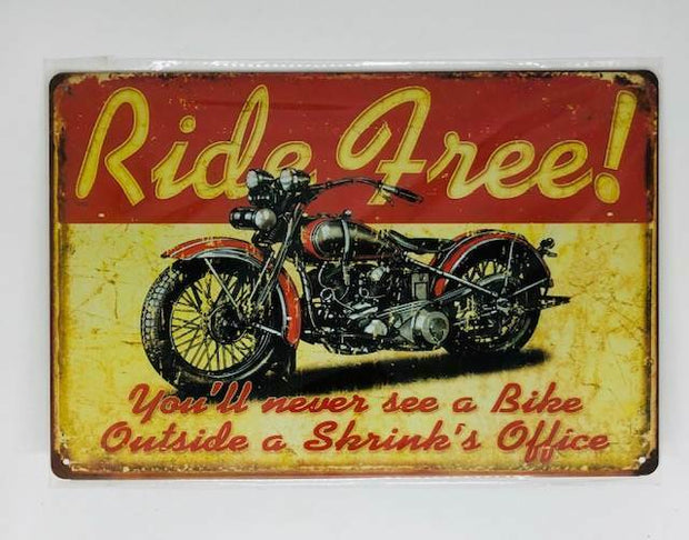 Nostalgie Retro Blech Schild "Ride Free!" 30x20cm 50098