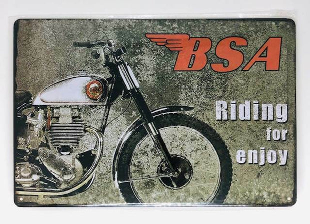 Nostalgie Retro Blechschild BSA Riding for enjoy 30x20cm 50085