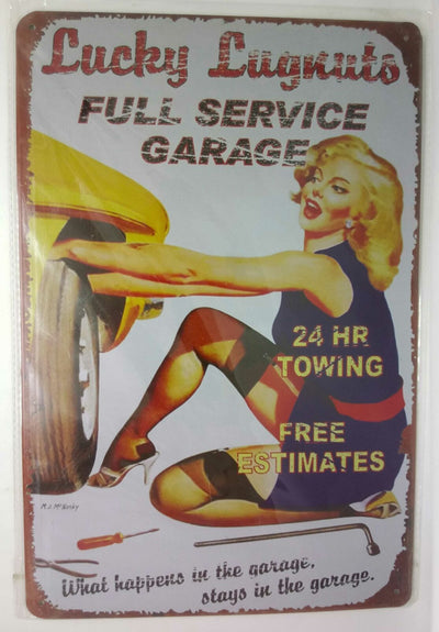 Nostalgie Retro Blechschild Auto Frau Full Service Garage 30x20 50156