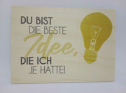 Holzkarte magnetisch "Du bist die beste Idee..." Spruch 14x10 Birkenholz 50300