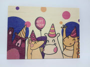 Holzkarte Holzpostkarte magnetisch "Happy Birthday" 14x10 Birkenholz 50275
