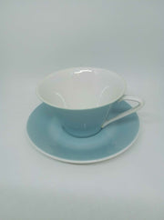 Nostalgie Lilienporzellan Tasse mit Untertasse Teetasse hellblau 50383