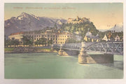 Salzburg Karolinenbrücke mit Justizpalast und Festung 60006