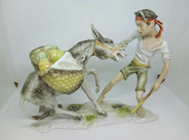 Alka Kunst "Esel und sein Hirte" Porzellan Gravur Höhe 21cm Breite 23cm 50370